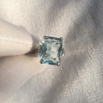 LONDON BLUE TOPAZ PIERŚCIEŃ PREZENT DLA MAMY KOBIET PIERŚCIONEK