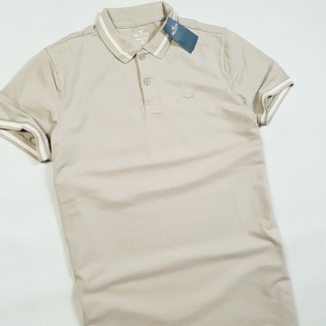 HOLLISTER beżowy t-shirt polo XL long