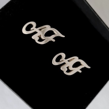 Запонки с инициалами - серебро 925 пробы