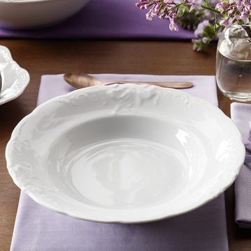 C001 SERWIS OBIADOWY 6/18 Biała FRYDERYKA PORCELANA CHODZIEŻ kpl. 6 TALERZY