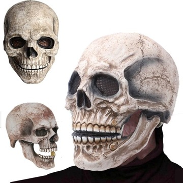MASKA CZASZKI HALLOWEEN Z RUCHOMĄ SZCZĘKĄ LATEKSOWA
