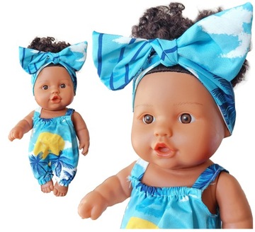 Lalka bobas ciemnoskóra jak żywa z włosami włosy afro duża piękna prezent