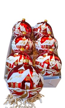 BOMBKI CHOINKOWE SZKLANE DEKOROWANE 10 cm.