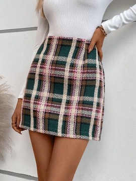 SHEIN mini sztywna spódniczka w kratę XL