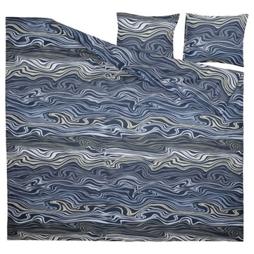 Pościel IKEA KLIPPNEJLIKA 200x200/50x60 wzór fale niebieska