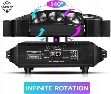 9 светодиодных головок x RGB сценическое освещение мощностью 10 Вт