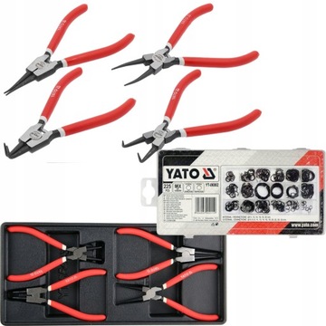ЩИПЦЫ ДЛЯ ВСТАВОК YATO 4 шт. + КОЛЬЦА ВНЕШНИЕ И ВНУТРЕННИЕ 225 шт. MIX