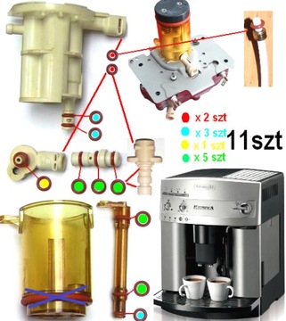 Uszczelki 11szt górny tłok ekspres Delonghi Magnifica Perfecta PrimaDonna
