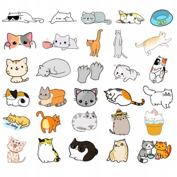 100 штук милых наклеек с котятами