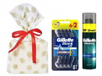 Zestaw Prezent dla Mężczyzny Gillette MACH 3 Żel + Maszynki do golenia Blue