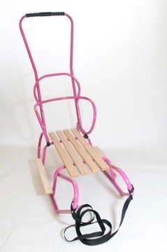 ПОЛЬСКИЕ САНКИ С ОТКЛОНЕННОЙ СПИНКОЙ И МЕТАЛЛИЧЕСКИМИ ПОДНОГКАМИ