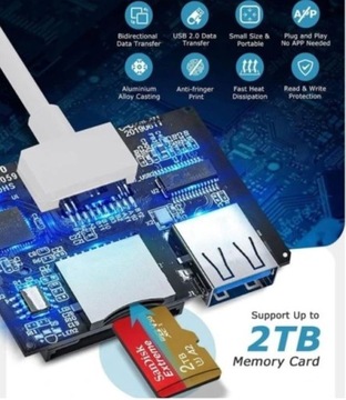 ADAPTER nośników pamięci 3w1przejściówka CZYTNIK KART TF CF SD OTG typu C
