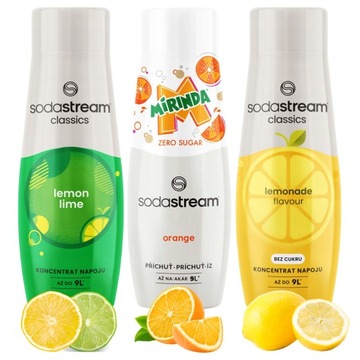 SODA STREAM CYTRYNA LIMONKA + MIRINDA ZERO + LEMONIADA Syrop do Saturatora
