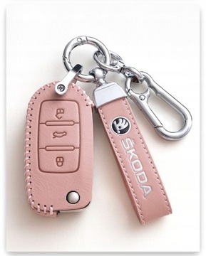 Brelok Do Kluczy Samochodowy SKODA Metal Skóra