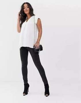 DESIGN MATERNITY GŁADKIE SPODNIE JEANSOWE XXL