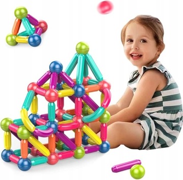 KLOCKI MAGNETYCZNE EDUKACYJNE KONSTRUKCYJNE MAGNETIC STICKS ZESTAW 36 el.