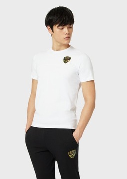 EA7 EMPORIO ARMANI biały t-shirt mieniące logo r.L