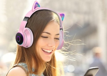 БЕСПРОВОДНЫЕ НАУШНИКИ CAT EAR СВЕТОДИОДНЫЙ МИКРОФОН