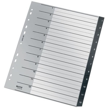 Przekładki Recycle 1 - 12, A4, PP, czarne 12090000