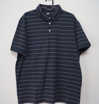 H&M t-shirt koszulka polo slim fit paski L 175 P36