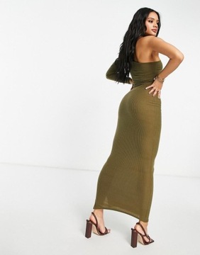 Missguided 34 _ZT KHAKI SUKIENKA PRĄŻKOWANA