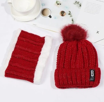 ЖЕНСКИЙ ЗИМНИЙ КОМПЛЕКТ Шапка-двойка, утеплитель для шеи, водолазка, ТЕПЛЫЙ БЕЖЕВЫЙ