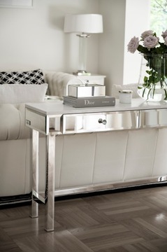 Зеркальная прикроватная тумбочка с ящиком, ГРИНВИЧ хром