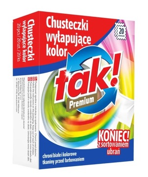 TAK CHUSTECZKI DO PRANIA WYŁAPUJĄCE KOLOR 20szt