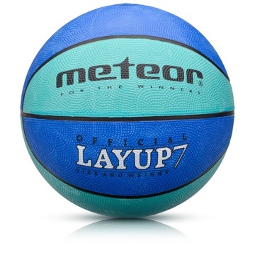 PIŁKA KOSZOWA DO KOSZYKÓWKI METEOR LAYUP MĘSKA #7 niebiesko-błękitna