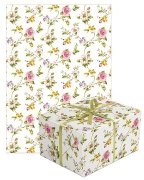 PAPIER PREZENTOWY KWIATY RÓŻE URODZINY PREZENT