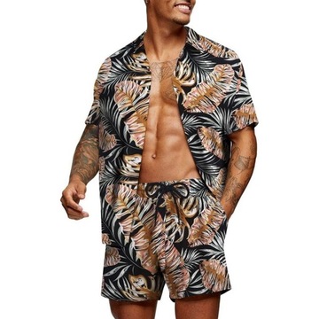 Komplet Męska Modny zestaw hawajskie koszule męs