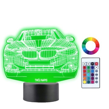 Lampka Nocna LED 3D Samochód Auto BMW Grawer Imię