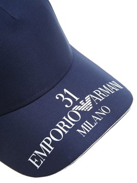 EMPORIO ARMANI efektowna czapka z daszkiem bejzbolówka NAVY BLUE