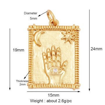Buddha Hamsha Evil Eye Hand Charm , 18K Real Gold