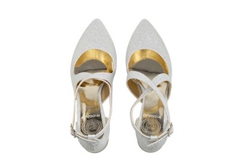Свадебные туфли на крючке с серебряными блестящими полосками 39