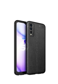 Etui Leather do Vivo Y11s / Y20s czarne +SZKŁO Case Pokrowiec