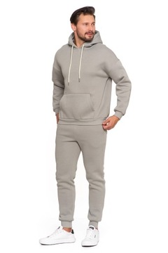 МУЖСКАЯ ХЛОПКОВАЯ СВИТШОТА С КАПЮШОНОМ, ГЛАДКАЯ, СЕРАЯ M