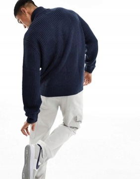 Asos Design qxi sweter oversize golf granatowy splot M