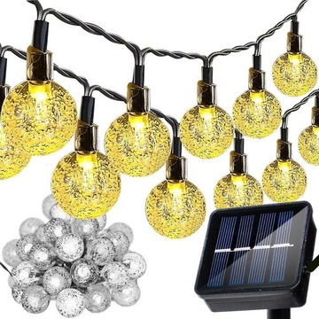 GIRLANDA SOLARNA OZDOBNA - KULE CZUJNIK ZMIERZCHU CIEPŁE ŚWIATŁO 7 m IP65