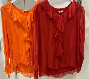 Komplet jedwab nat. bluzka i spódnica orange Włochy