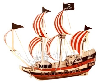 PUZZLE DREWNIANE 3D STATEK ŻAGLOWIEC KRÓLOWA ANNA