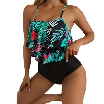 STRÓJ KĄPIELOWY DWUCZĘŚCIOWY PLUS SIZE KOSTIUM WYSOKI STAN BIKINI XXL 44