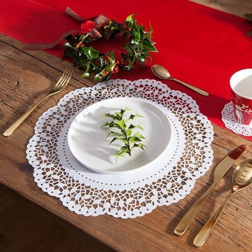 РОЖДЕСТВЕНСКИЕ САЛФЕТКИ, ВЫРЕЗ, БЕЛОЕ КРУЖЕВО, 12 ШТ.