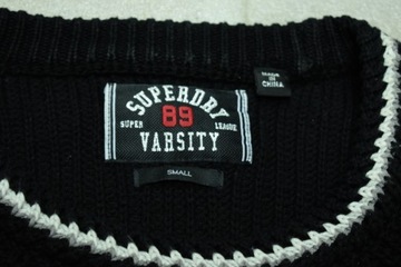 SUPERDRY VARSITY Wyjątkowy Męski Sweter Bawełna Logo S 1 OKAZJA