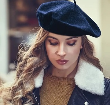 BERET FRANCUSKI Z ANTENKĄ STYLOWY KLASYCZNY DAMSKI KHAKI UNIWERSALNY