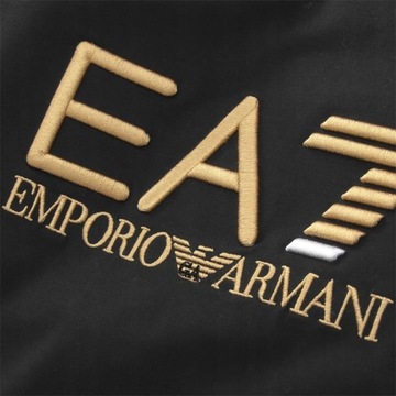 EA7 EMPORIO ARMANI KOSZULKA LONGSLEEVE - ZŁOTY HAFT - CZARNA - S