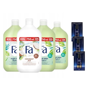 Żel pod prysznic damski FA aloes i kokos MIX ZESTAW 4x 750ml