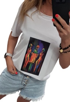 Włoska bluzka tshirt kobiety murzynki OMBRE boho