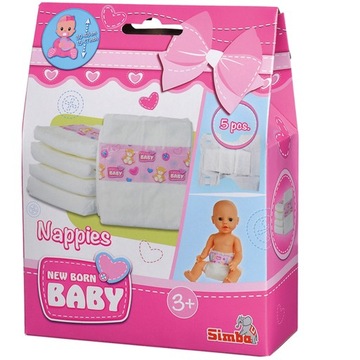 SIMBA NEW BORN BABY PIELUSZKI DLA LALKI 5 SZT NURSE
