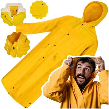 3XL PELERYNA płaszcz PRZECIWDESZCZOWA żółty DAMSKI MĘSKI ELEGANCKI DŁUGI